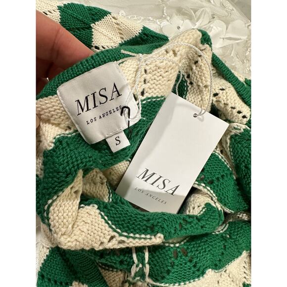 Misa Los Angeles Miss Rosalia Crochet Knit Maxi Dress Emerald Cream Small NWT - Picture 7 of 14